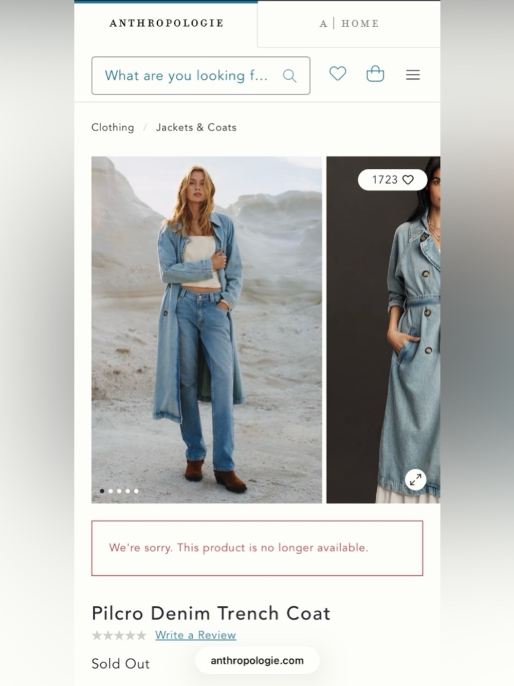 Pilcro Anthropologie Denim Trench Coat